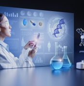Science,Research,Lcd,Screen,Panel,With,Microscope,And,Chemical,Glassware.