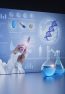 Science,Research,Lcd,Screen,Panel,With,Microscope,And,Chemical,Glassware.