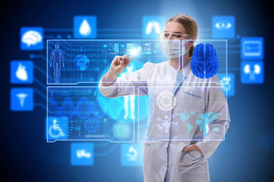 Woman,Doctor,In,Telemedicine,Futuristic,Concept